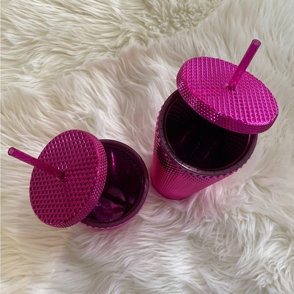 NEW ~ 2 ~ STARBUCKS MAGENTA CHROME TUMBLERS GRANDE & VENTI - Picture 4 of 7